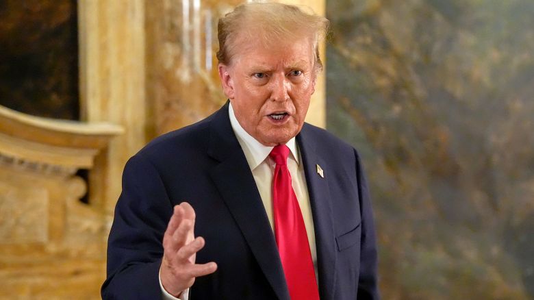 Former President and Republican presidential candidate Donald Trump speaks at a dinner with members of the group Conserve the Culture at his Mar-a-Lago estate, Wednesday, June 5, 2024, in Palm Beach, Fla. (AP Photo/Wilfredo Lee)