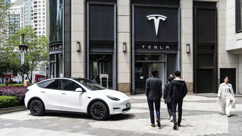 A Tesla showroom in Shanghai pictured on April 29, 2024